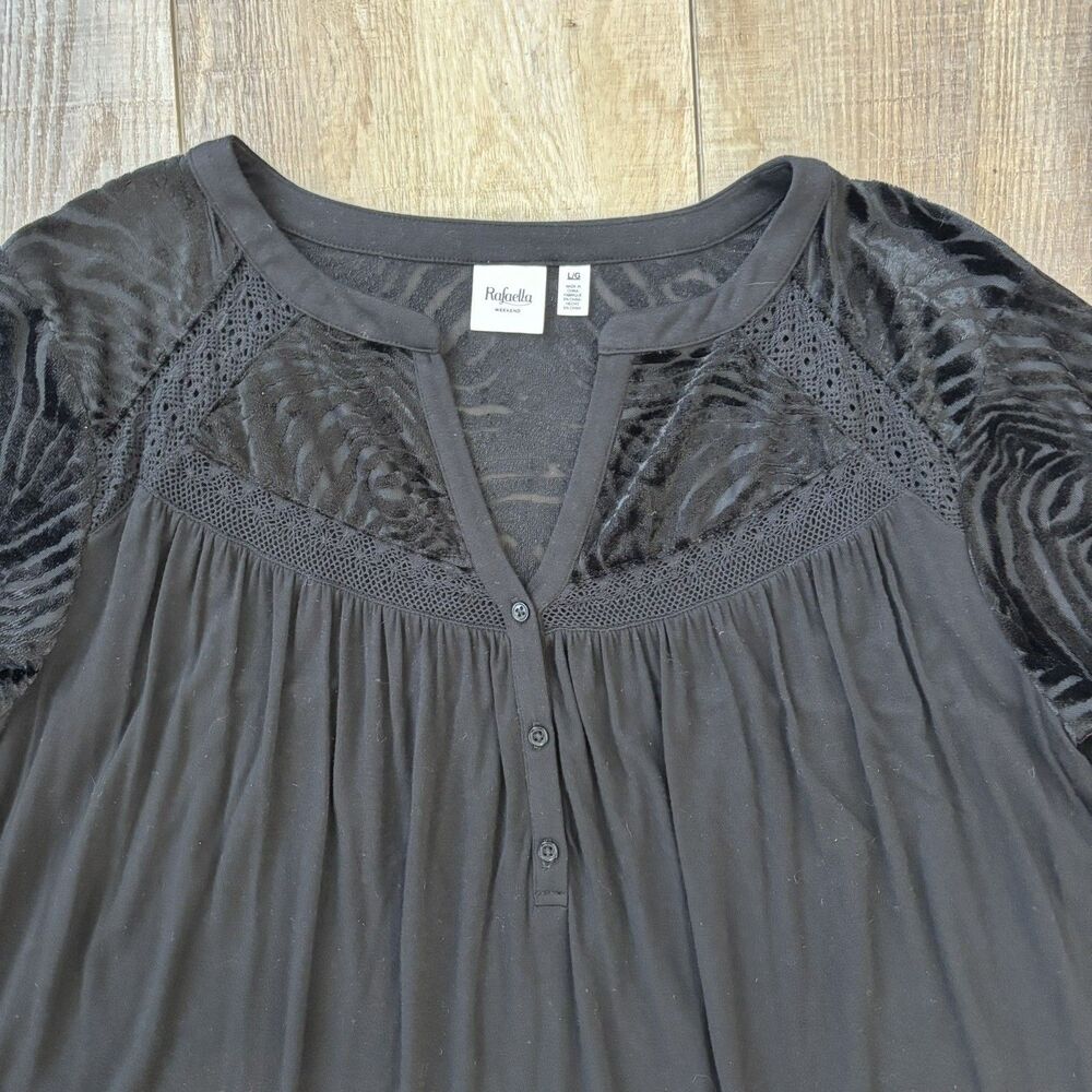 Womens Fairy Grunge Top Size L Whimsigoth Velvet Burnout Black Witchy Crochet - Picture 8 of 15